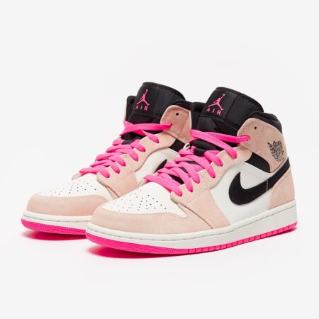 Nike Air Jordan 1 Retro бело-розовые кожа-нубук женские (35-39)