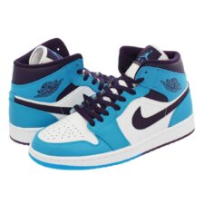Nike Air Jordan 1 Mid University Blue бело-голубые кожаные (35-39)