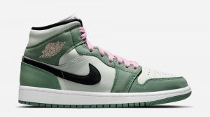 Nike Air Jordan 1 Mid Dutch Green светло-зеленые кожа-нубук женские (35-39)