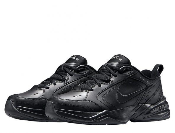 Зимние Nike Air Monarch с мехом черные кожаные мужские (40-45)
