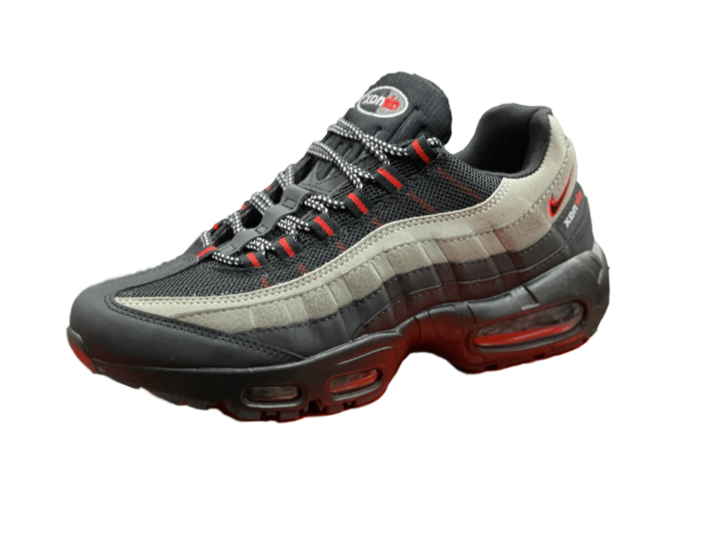 Nike Air Max 95 черные с серым кожа-нейлон мужские (40-44)