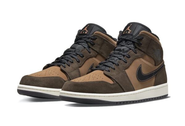 Nike Air Jordan 1 Mid SE Dark Chocolate коричневые замша-нубук мужские (40-44)