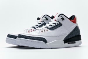 Nike Air Jordan 3 Denim se Fire Red бело-серые с красным кожаные мужские (40-44)